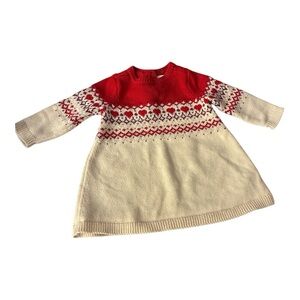 Baby Gap Holiday Red Sweater Dress 3-6 Months Christmas